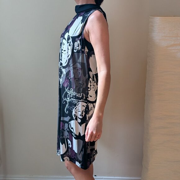 Marylin Monroe Graphic Print Midi Tie Neck Dress Size M/L - Picture 2 of 10